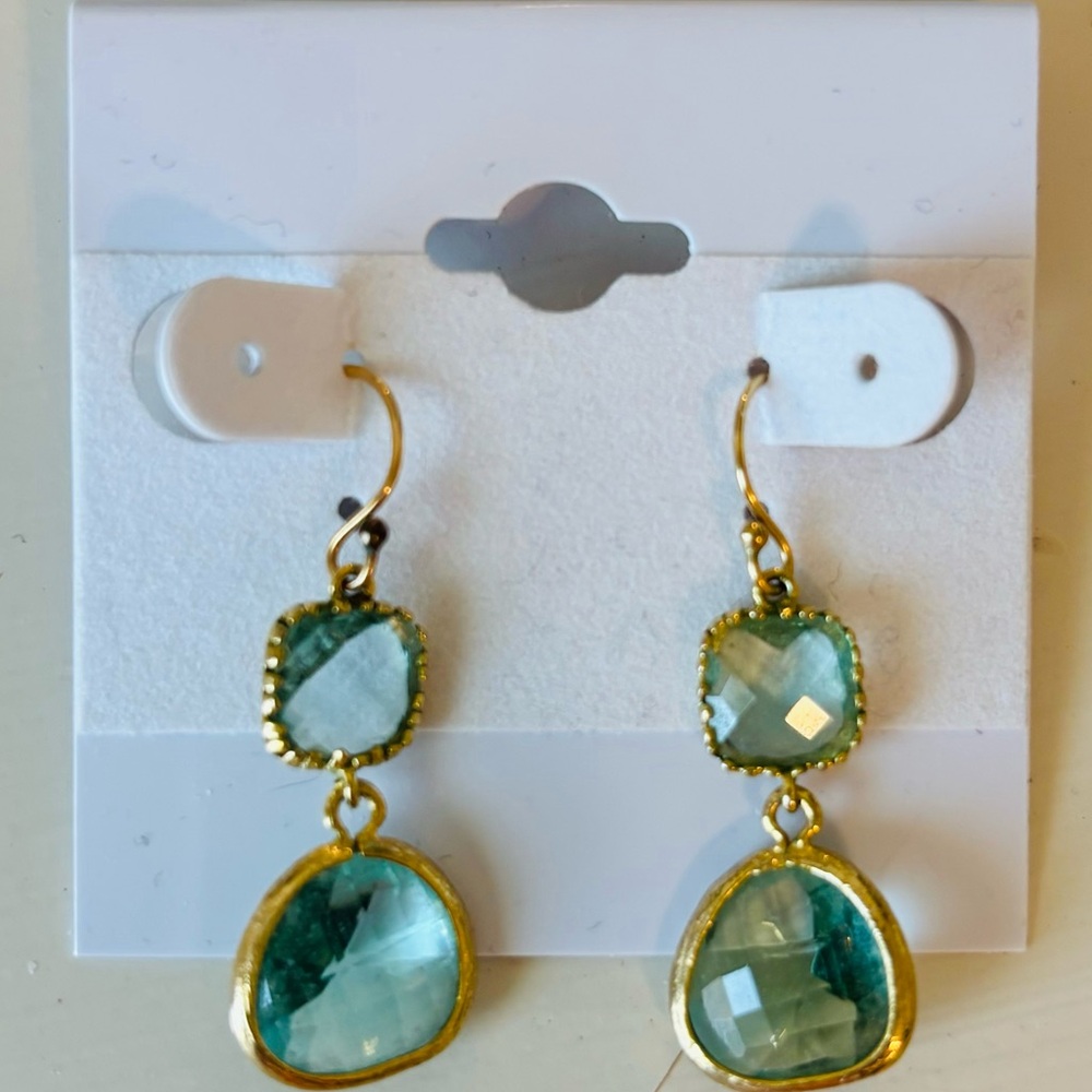 Pale green crystal drop earrings